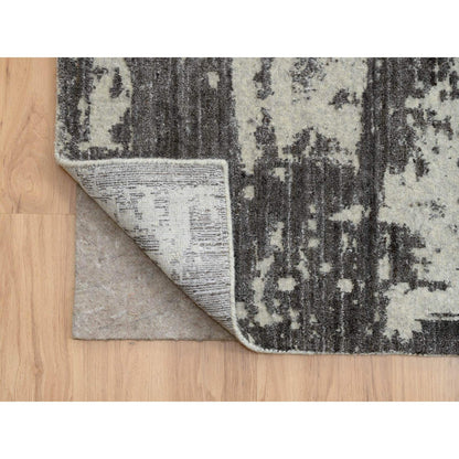 Modern and Contemporary Wool & Silk Hand Loomed Rug Black No Border 12.0X18.1 -O063821