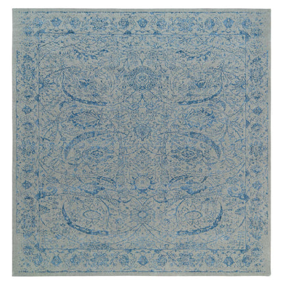 Transitional Wool & Silk Hand Loomed Rug Blue No Border 11.10X12.0 -O063822