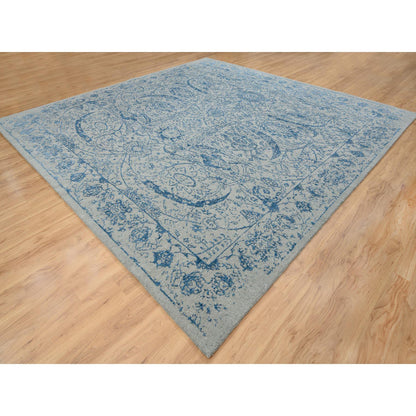 Transitional Wool & Silk Hand Loomed Rug Blue No Border 11.10X12.0 -O063822