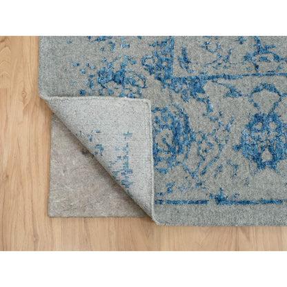 Transitional Wool & Silk Hand Loomed Rug Blue No Border 11.10X12.0 -O063822