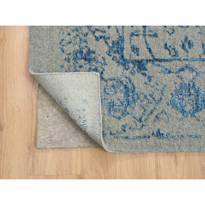 Transitional Wool & Silk Hand Loomed Rug Blue No Border 11.10X18.0 -O063823