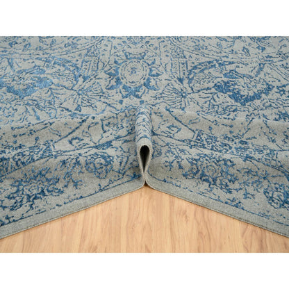 Transitional Wool & Silk Hand Loomed Rug Blue No Border 11.10X18.0 -O063823