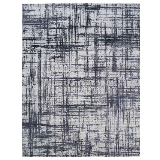Modern and Contemporary Wool & Silk Hand Loomed Rug Black No Border 9.0X11.10 -O063826