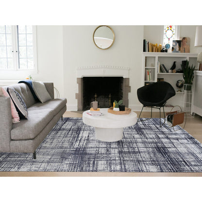 Modern and Contemporary Wool & Silk Hand Loomed Rug Black No Border 9.0X11.10 -O063826