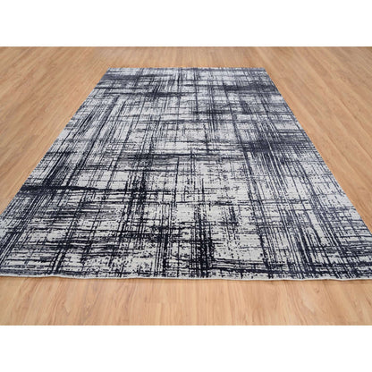Modern and Contemporary Wool & Silk Hand Loomed Rug Black No Border 9.0X11.10 -O063826