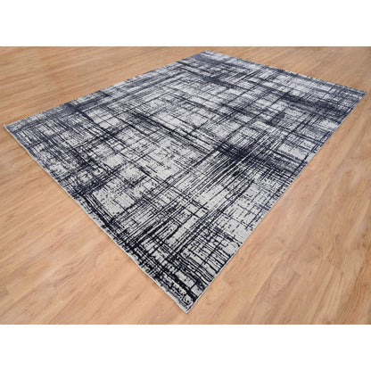 Modern and Contemporary Wool & Silk Hand Loomed Rug Black No Border 9.0X11.10 -O063826