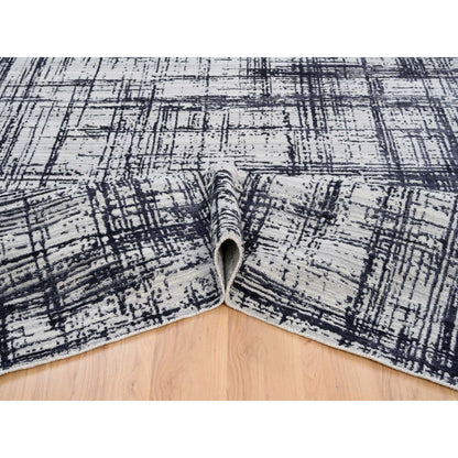 Modern and Contemporary Wool & Silk Hand Loomed Rug Black No Border 9.0X11.10 -O063826