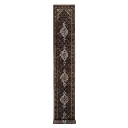 Fine Oriental Wool Hand Knotted Rug Black Red 2.5X16.10 -O063839