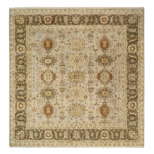 Heriz Wool Hand Knotted Rug Grey Brown 10.2X10.0 -O063876
