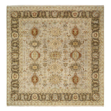 Heriz Wool Hand Knotted Rug Grey Brown 10.2X10.0 -O063876