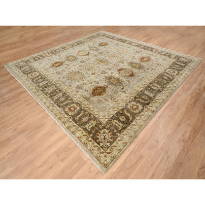 Heriz Wool Hand Knotted Rug Grey Brown 10.2X10.0 -O063876