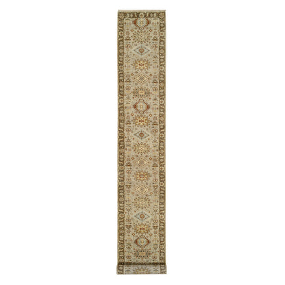 Heriz Wool Hand Knotted Rug Grey Brown 2.6X18.0 -O063878