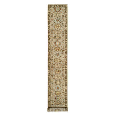 Heriz Wool Hand Knotted Rug Grey Brown 2.6X18.0 -O063878