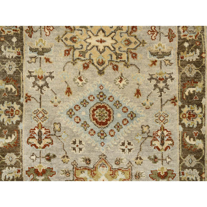 Heriz Wool Hand Knotted Rug Grey Brown 2.6X18.0 -O063878