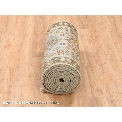 Heriz Wool Hand Knotted Rug Grey Brown 2.6X18.0 -O063878