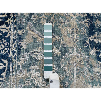 Transitional Wool & Silk Hand Knotted Rug Blue Navy Blue 3.1X5.0 -O063880