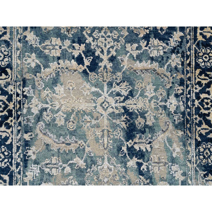 Transitional Wool & Silk Hand Knotted Rug Blue Navy Blue 3.1X5.0 -O063880
