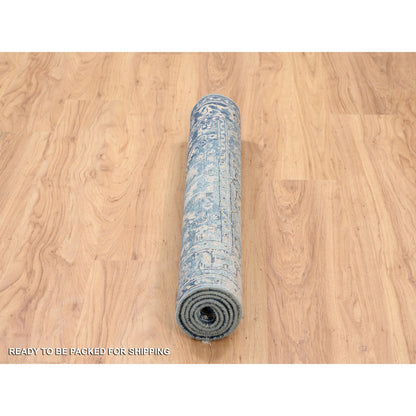 Transitional Wool & Silk Hand Knotted Rug Blue Navy Blue 3.1X5.0 -O063880