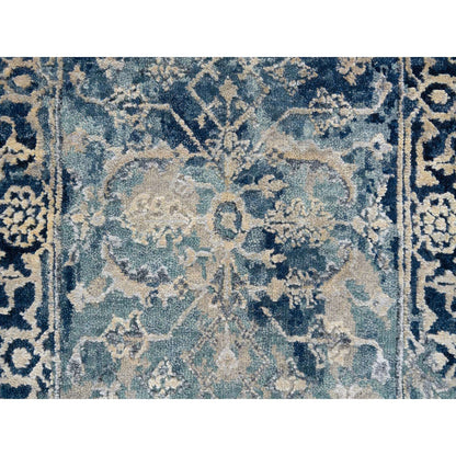 Transitional Wool & Silk Hand Knotted Rug Blue Navy Blue 2.0X3.1 -O063885