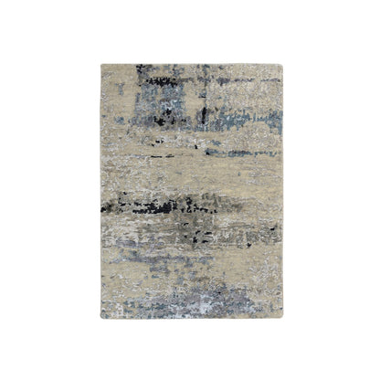 Modern and Contemporary Wool & Silk Hand Knotted Rug Grey No Border 2.0X3.0 -O063886