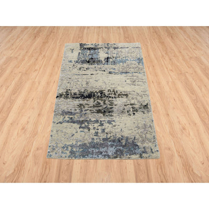 Modern and Contemporary Wool & Silk Hand Knotted Rug Grey No Border 2.0X3.0 -O063886