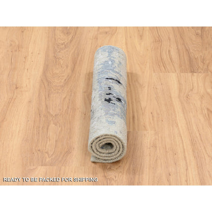 Modern and Contemporary Wool & Silk Hand Knotted Rug Grey 2.0x3.0 -O063886
