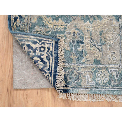 Transitional Wool & Silk Hand Knotted Rug Blue Navy Blue 2.0X3.1 -O063890