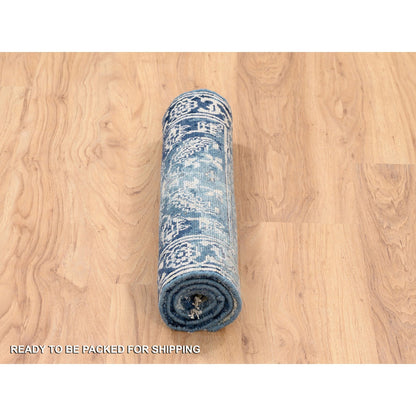 Transitional Wool & Silk Hand Knotted Rug Blue Navy Blue 2.0X3.1 -O063890