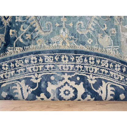 Transitional Wool & Silk Hand Knotted Rug Blue Navy Blue 11.10X11.10 -O063893