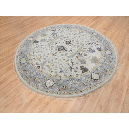 Oushak And Peshawar Wool Hand Knotted Rug Grey Silver Blue 8.9X8.9 -O063894