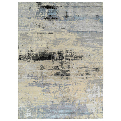 Modern and Contemporary Wool & Silk Hand Knotted Rug Grey No Border 12.0X17.9 -O063895