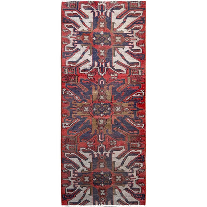 Overdyed & Vintage Wool Hand Knotted Rug Red 2.1x5.4 -O0638