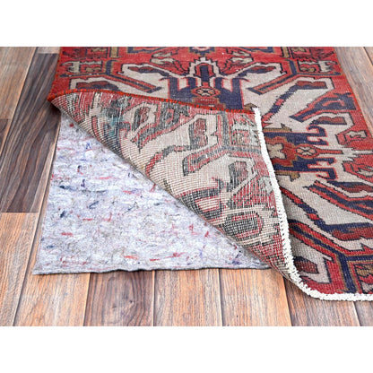 Overdyed & Vintage Wool Hand Knotted Rug Red 2.1x5.4 -O0638