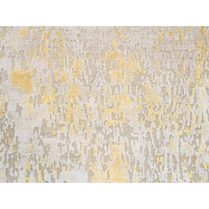 Modern and Contemporary Wool & Silk Hand Knotted Rug Yellow No Border 2.7X11.10 -O063911