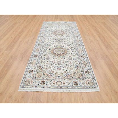 Fine Oriental Wool Hand Knotted Rug Ivory Ivory 4.2X10.1 -O063964