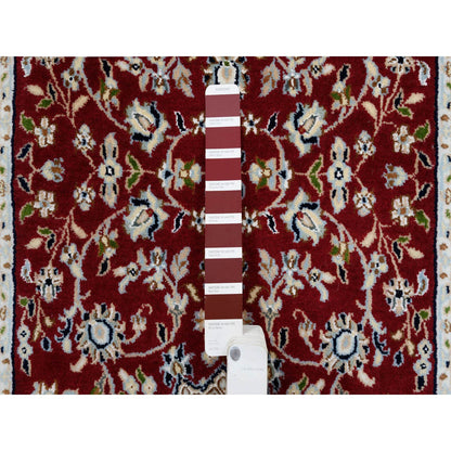 Fine Oriental Wool Hand Knotted Rug Red Ivory 2.8X10.2 -O063973