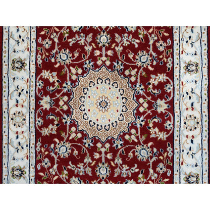 Fine Oriental Wool Hand Knotted Rug Red Ivory 2.8X10.2 -O063973