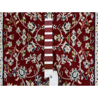 Fine Oriental Wool Hand Knotted Rug Red Ivory 2.7X14.1 -O063974