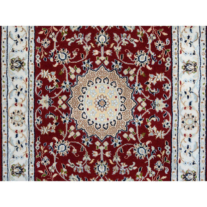 Fine Oriental Wool Hand Knotted Rug Red Ivory 2.7X14.1 -O063974