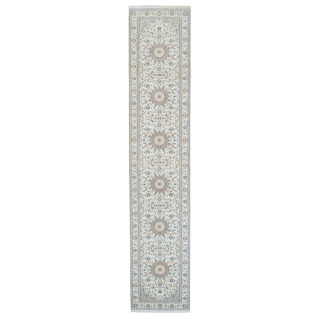 Fine Oriental Wool Hand Knotted Rug Ivory Ivory 2.8X13.3 -O063975
