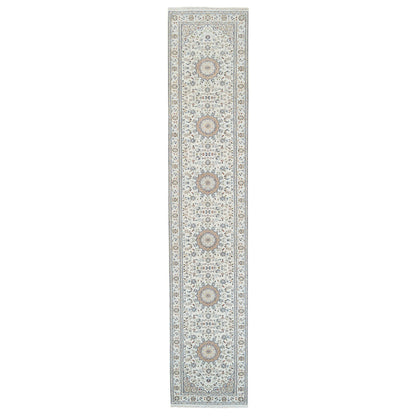 Fine Oriental Wool Hand Knotted Rug Ivory Ivory 2.8X13.3 -O063975