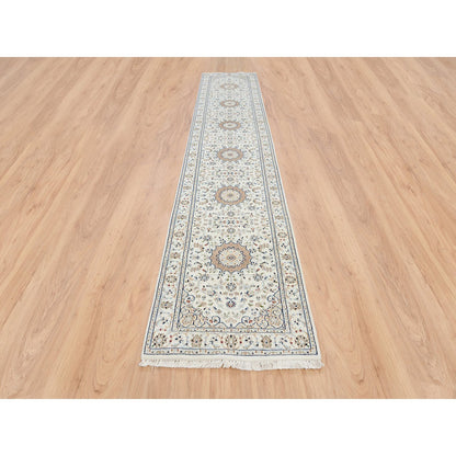 Fine Oriental Wool Hand Knotted Rug Ivory Ivory 2.8X13.3 -O063975