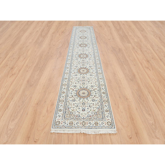 Fine Oriental Wool Hand Knotted Rug Ivory Ivory 2.8X13.3 -O063975