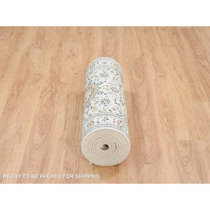 Fine Oriental Wool Hand Knotted Rug Ivory Ivory 2.8X13.3 -O063975
