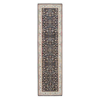 Fine Oriental Wool Hand Knotted Rug Blue Ivory 2.8X10.0 -O063986