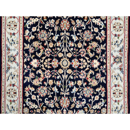 Fine Oriental Wool Hand Knotted Rug Blue Ivory 2.8X10.0 -O063986