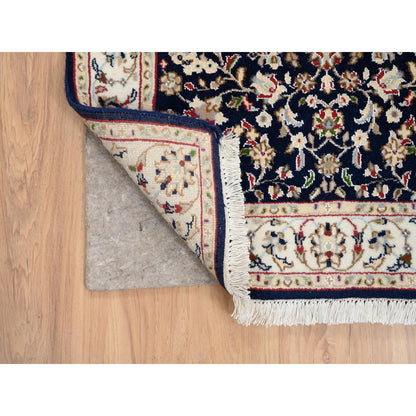 Fine Oriental Wool Hand Knotted Rug Blue Ivory 2.9X14.0 -O063999