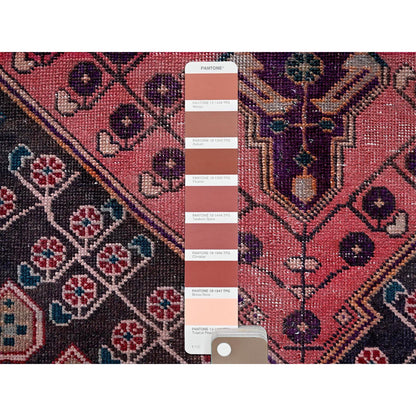 Overdyed & Vintage Wool Hand Knotted Rug Red 3.1x9.0 -O0639