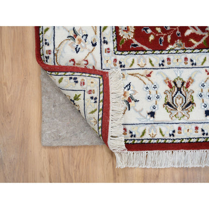 Fine Oriental Wool Hand Knotted Rug Red Ivory 5.0X5.1 -O064011