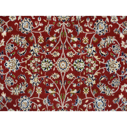 Fine Oriental Wool Hand Knotted Rug Red Ivory 5.0X5.1 -O064011
